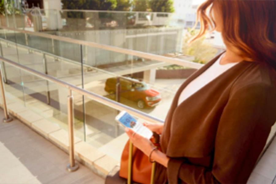 Woman holding smartphone